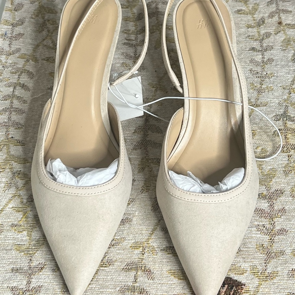 H&M Cream Slingback Kitten Heels